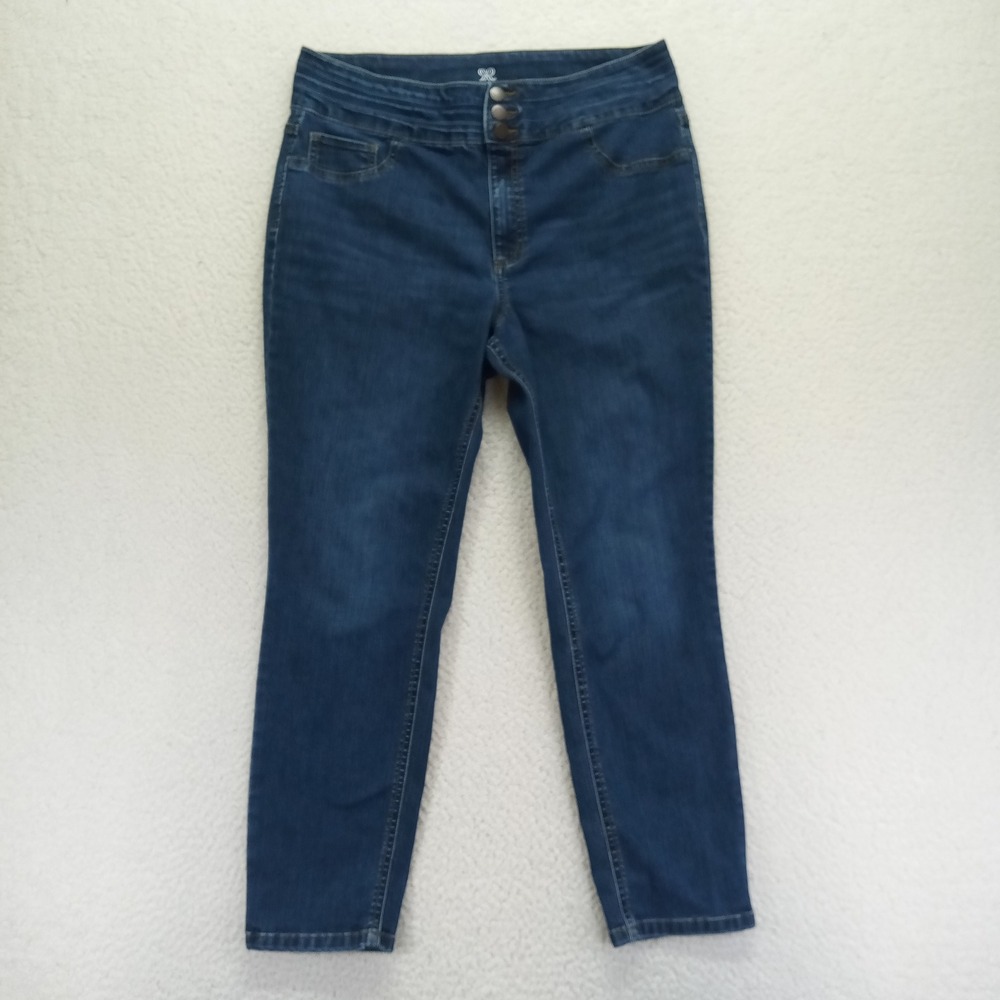 Rafaella Womens 16 Dark Wash High Rise Skinny Stretch Denim‎ Jeans Triple Button